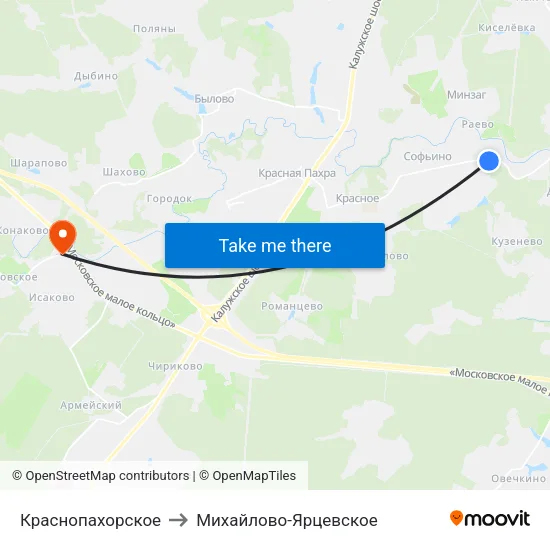 Краснопахорское to Михайлово-Ярцевское map