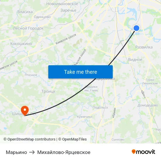 Марьино to Михайлово-Ярцевское map