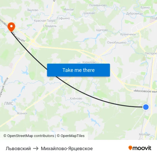 Львовский to Михайлово-Ярцевское map