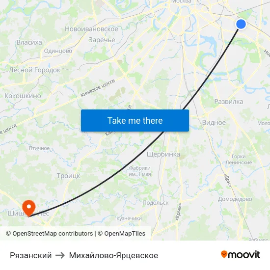 Рязанский to Михайлово-Ярцевское map