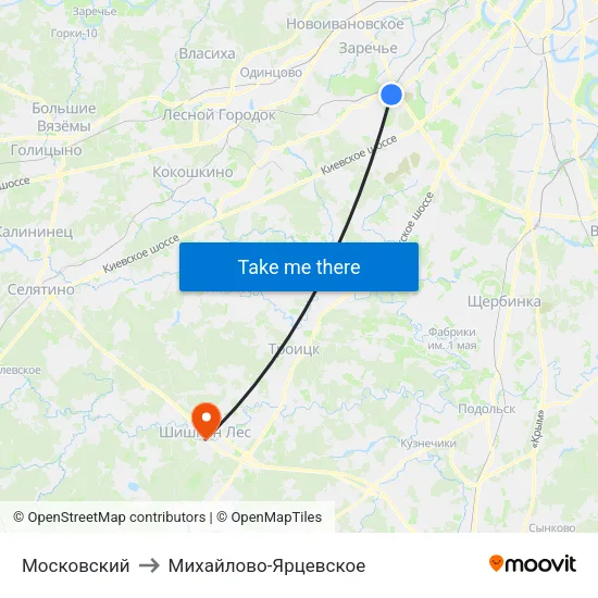 Московский to Михайлово-Ярцевское map