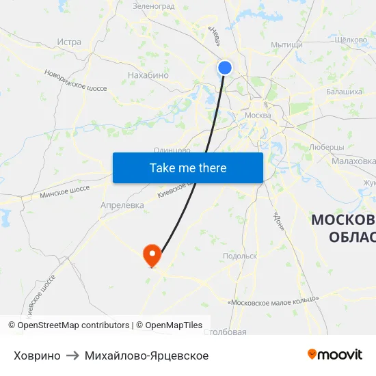 Ховрино to Михайлово-Ярцевское map