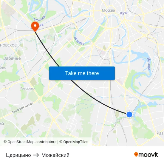 Царицыно to Можайский map