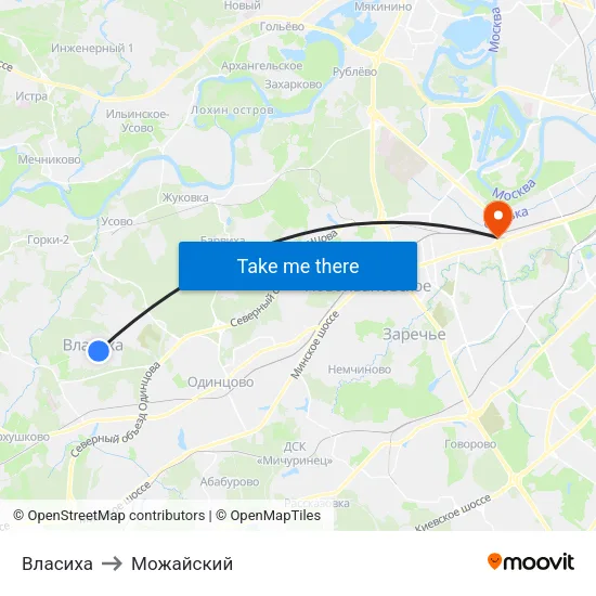 Власиха to Можайский map