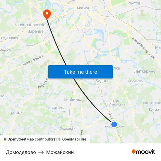Домодедово to Можайский map