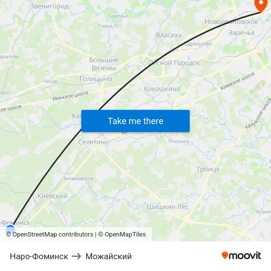 Наро-Фоминск to Можайский map
