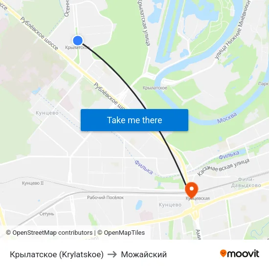 Крылатское (Krylatskoe) to Можайский map