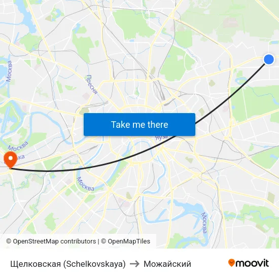 Щелковская (Schelkovskaya) to Можайский map