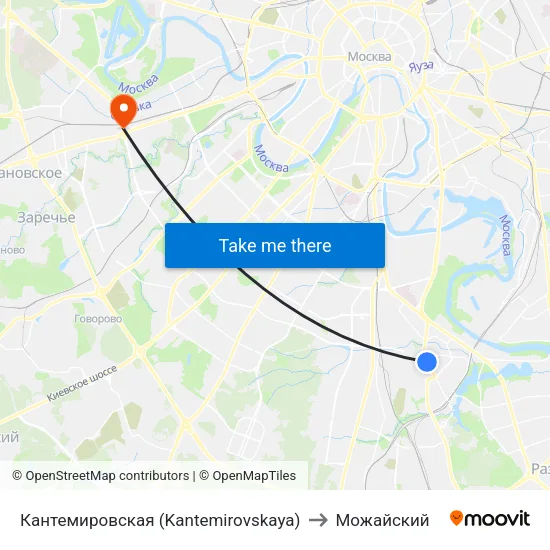 Кантемировская (Kantemirovskaya) to Можайский map
