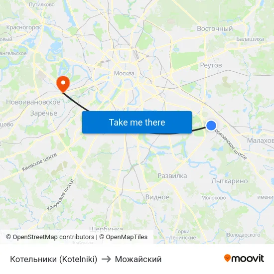 Котельники (Kotelniki) to Можайский map