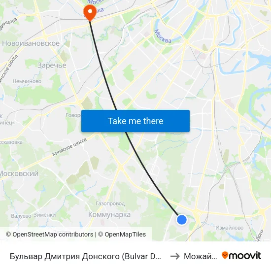 Бульвар Дмитрия Донского (Bulvar Dmitriya Donskogo) to Можайский map