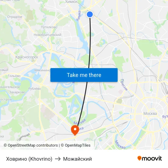 Ховрино (Khovrino) to Можайский map