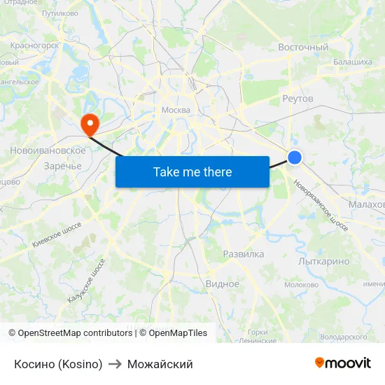 Косино (Kosino) to Можайский map