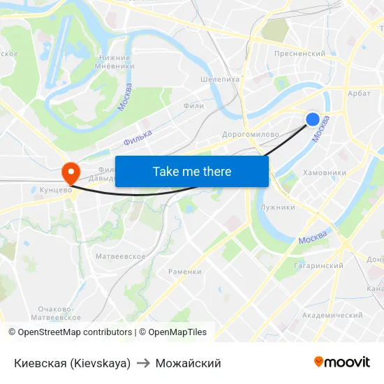 Киевская (Kievskaya) to Можайский map
