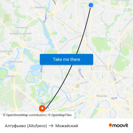 Алтуфьево (Altufyevo) to Можайский map