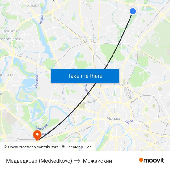 Медведково (Medvedkovo) to Можайский map