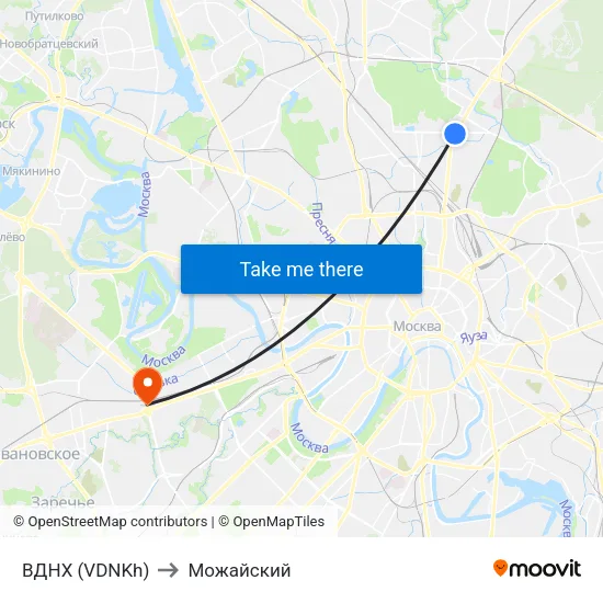 ВДНХ (VDNKh) to Можайский map