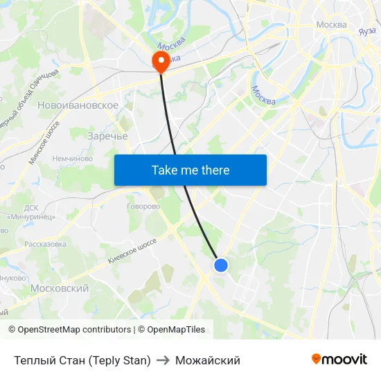Теплый Стан (Teply Stan) to Можайский map