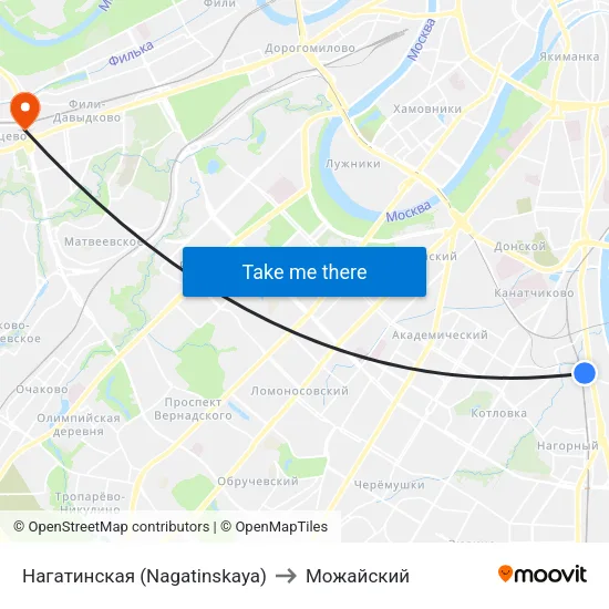 Нагатинская (Nagatinskaya) to Можайский map