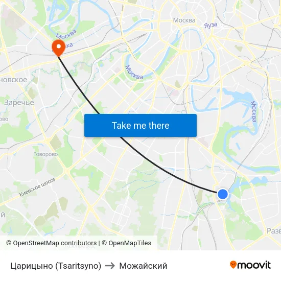Царицыно (Tsaritsyno) to Можайский map