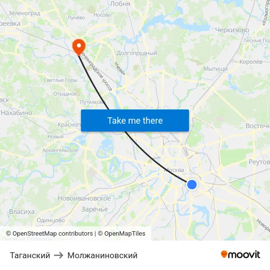 Таганский to Молжаниновский map