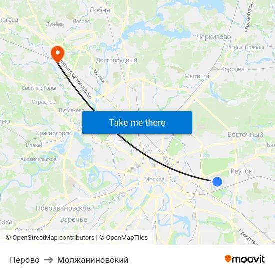Перово to Молжаниновский map