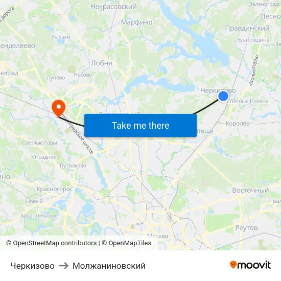 Черкизово to Молжаниновский map