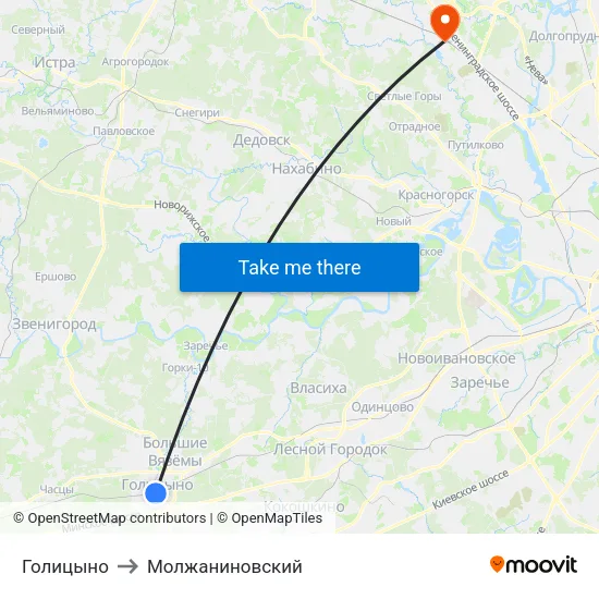 Голицыно to Молжаниновский map