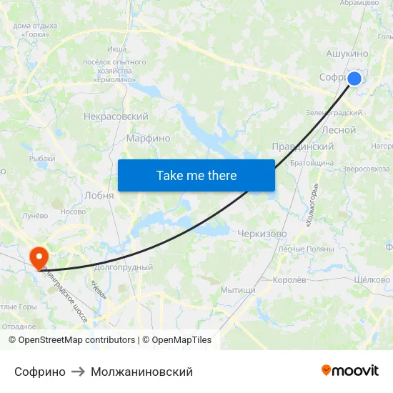 Софрино to Молжаниновский map