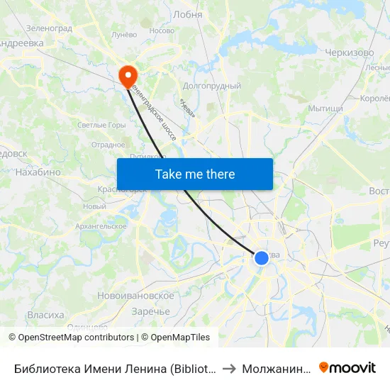 Библиотека Имени Ленина (Biblioteka Imeni Lenina) to Молжаниновский map