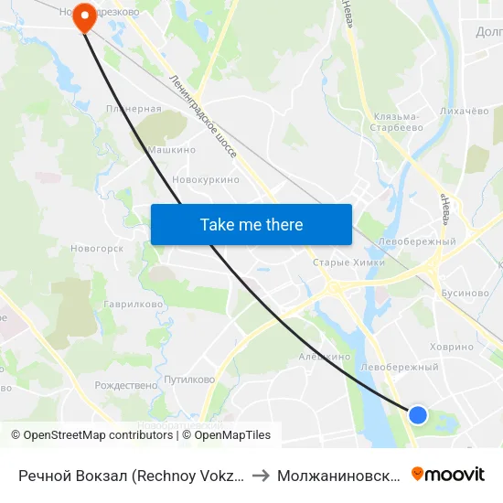 Речной Вокзал (Rechnoy Vokzal) to Молжаниновский map