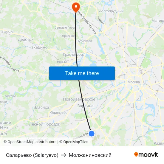 Саларьево (Salaryevo) to Молжаниновский map