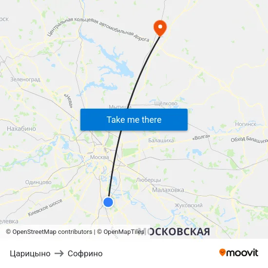 Царицыно to Софрино map