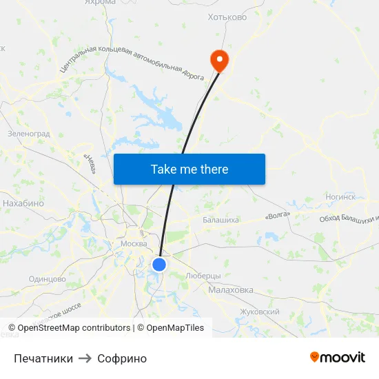 Печатники to Софрино map