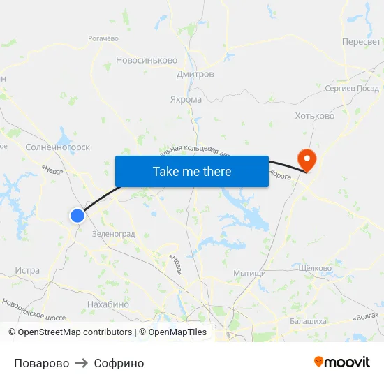 Поварово to Софрино map