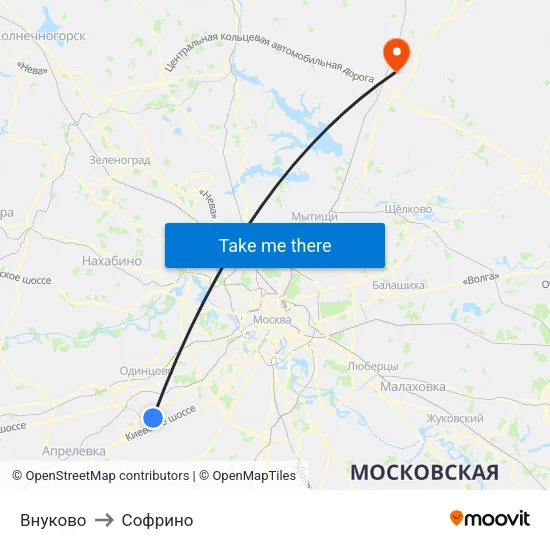 Внуково to Софрино map