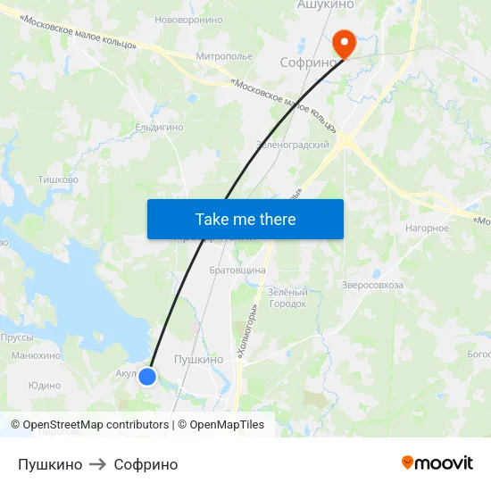 Пушкино to Софрино map