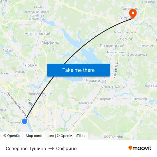 Северное Тушино to Софрино map