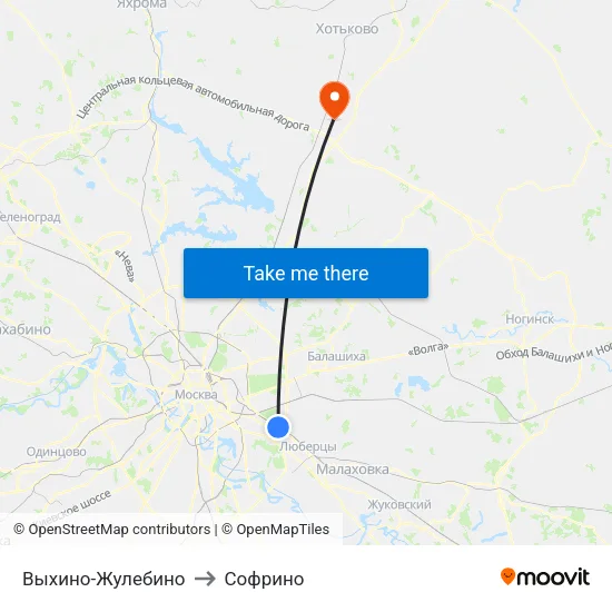 Выхино-Жулебино to Софрино map