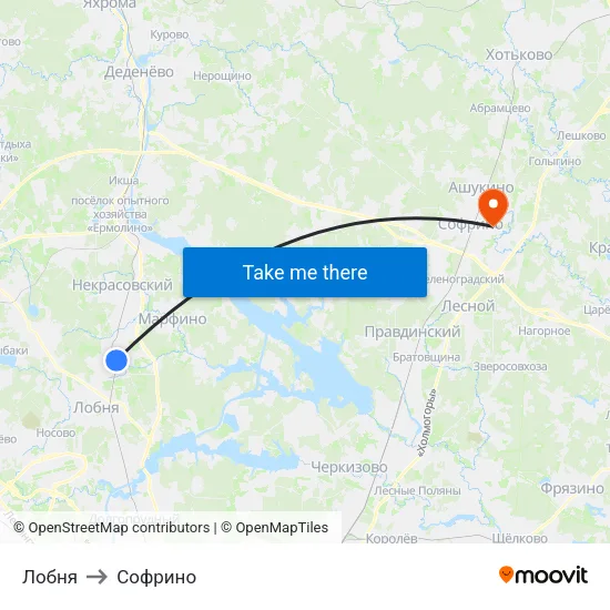 Лобня to Софрино map