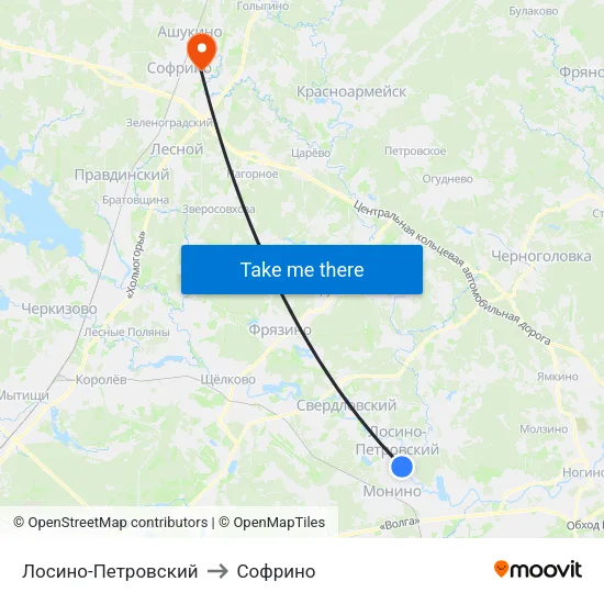 Лосино-Петровский to Софрино map