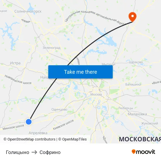 Голицыно to Софрино map