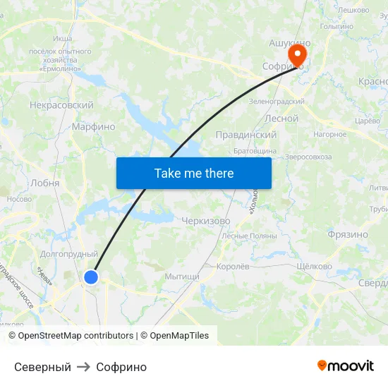 Северный to Софрино map