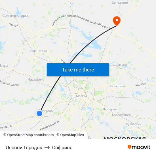 Лесной Городок to Софрино map