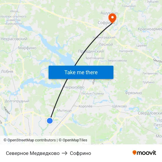 Северное Медведково to Софрино map