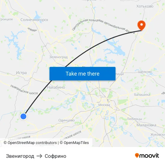 Звенигород to Софрино map