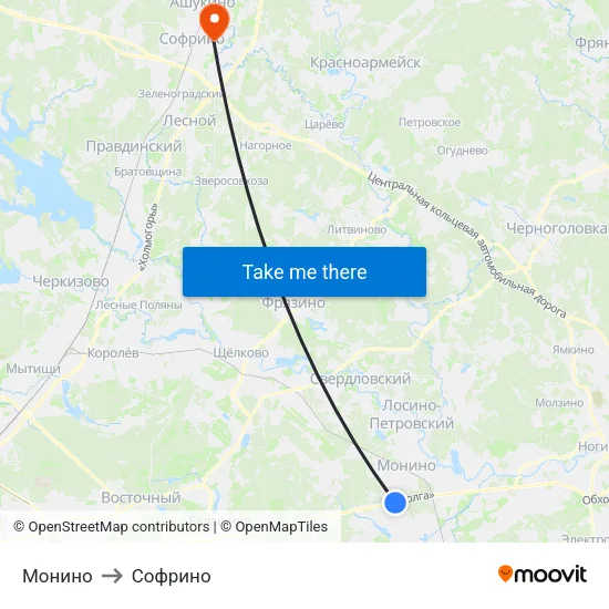 Монино to Софрино map
