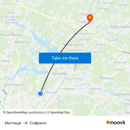 Мытищи to Софрино map