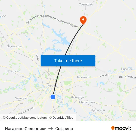 Нагатино-Садовники to Софрино map