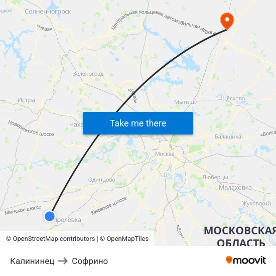Калининец to Софрино map